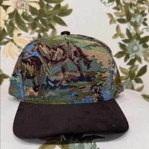 Vintage Tapestry Cap with green  Brim